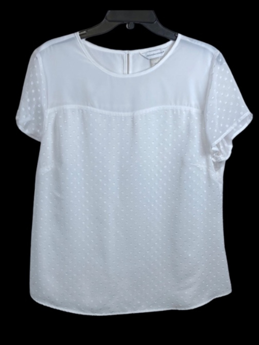 Christopher & Banks White Swiss Dot Short Sleeve Blouse SzL coquette Cottagecore